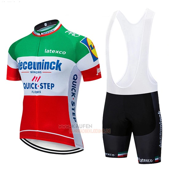 Deceuninck Quick Step Kurzarmtrikot 2019 und Kurze Tragerhose Grun Wei Rot